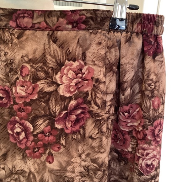 Laura Scott Vintage Midi Skirt Brown Red Floral Size 20W - Picture 4 of 5